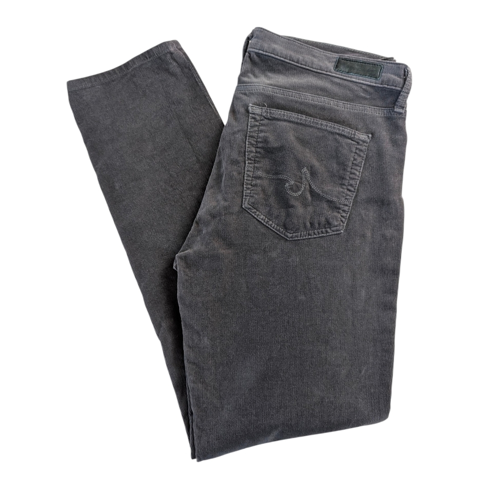 AG Adriano Goldschmied The Prima Cigarette Skinny Ankle Gray Corduroy Pants 6/28